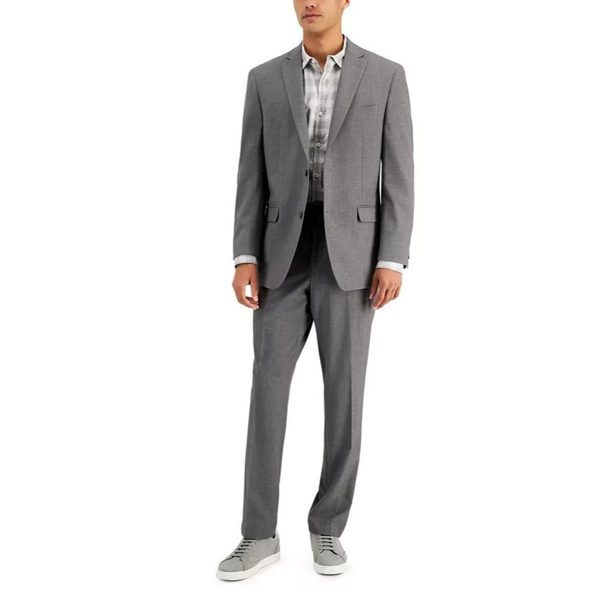 $395 New Andrew Marc New York Mens 38s Solid Gray 2 Piece Suit With Pants 31x30